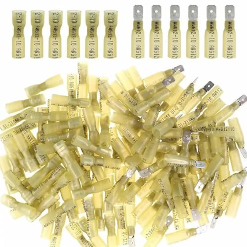 FOPURE 50PCS Heat Shrink Spade Quick Disconnects Connectors Insulated Male/Female Wire Crimp Connectors Spade Terminals 12-10 AWG von FOPURE