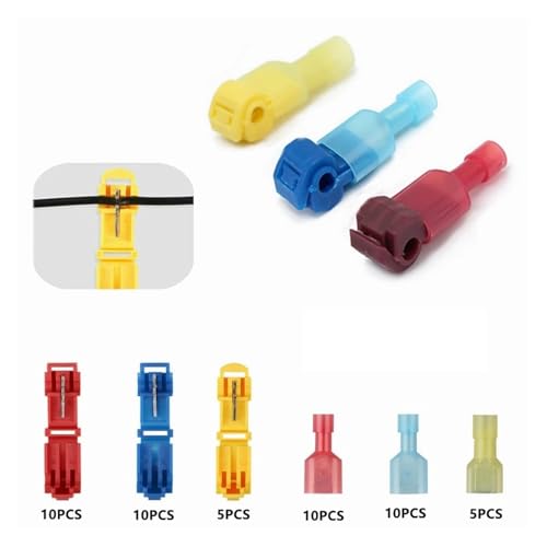 FOPURE 50PCS T-tap Wire Connectors Terminals Crimp Quick Splice Terminal 22-10AWG Insulated Connector von FOPURE