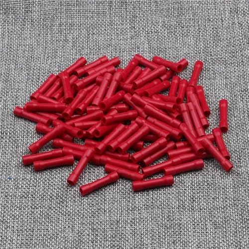 FOPURE BV1.25 Red Full Insulated Crimp Butt Connector Electrical Wire Cable Splice Terminal 100pcs/pack 22-18AWG 0.5mm-1.5mm2 Kit von FOPURE