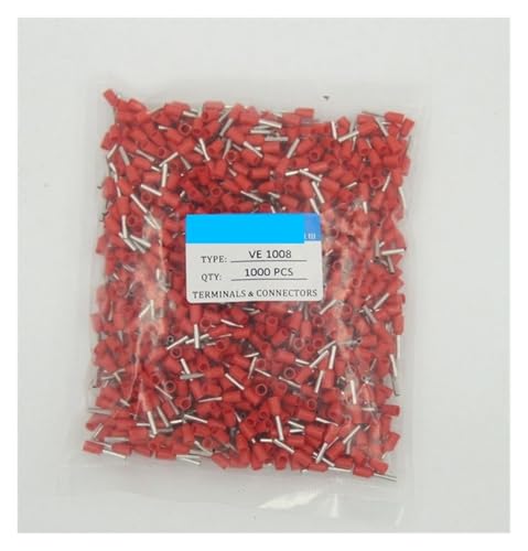 FOPURE Red E1008 PVC Insulated Bootlace Ferrules 8mm of Pin Length for 1.0mm 2, 18 AWG Wire von FOPURE