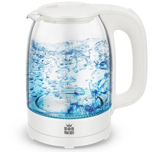ForMe Glas Wasserkocher 1,7 I Glaswasserkocher I Wasserkessel 2200W I Kalkfilter I Blau LED Teekessel I 360°-Sockel I Abschaltautomatik I Trockengehschutz I Edelstahl I BPA Frei von FOR ME