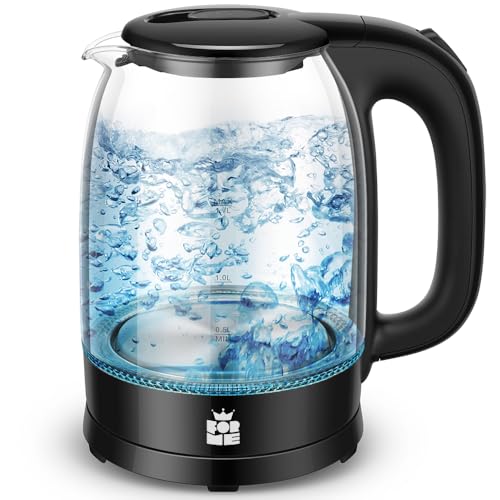 ForMe Glas Wasserkocher 1,7 I Glaswasserkocher I Wasserkessel 2200W I Kalkfilter I Blau LED Teekessel I 360°-Sockel I Abschaltautomatik I Trockengehschutz I Edelstahl I BPA Frei von FOR ME