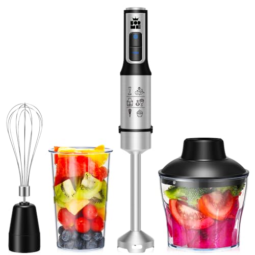 ForMe Stabmixer Set 1200W I 4-in-1 Pürierstab Edelstahl 2 Geschwindigkeit mit Turbofunktion Pürierstab 600ml Zerhackerschale 800ml Becherglas und Schneebesen I Für Smoothie Suppen Babynahrung BPA frei von FOR ME