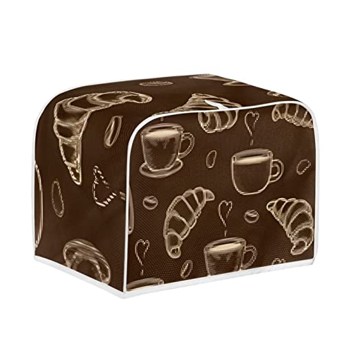 FOR U DESIGNS Toaster-Ofenabdeckung, Kaffee-Thema, Staubschutz, 2 Scheiben, langlebig, waschbar, für Küche, kleine Geräte, modische Brotmacher-Abdeckung, Braun von FOR U DESIGNS