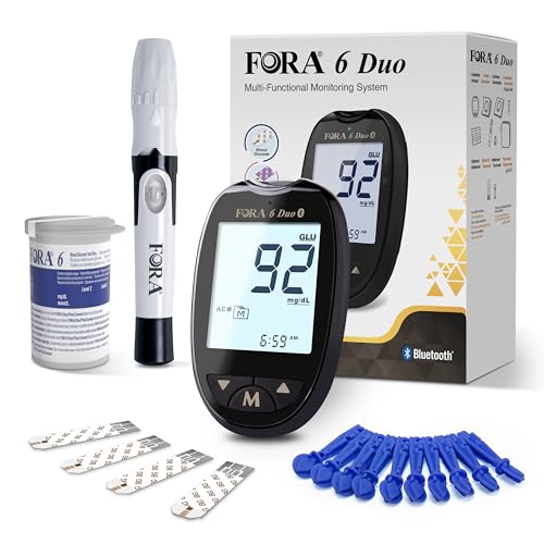 FORA 6 DUO Blutzuckermessgerät Set – 10 Teststreifen | Für Diät, Ernährungskontrolle & Energiemanagement FORA 6 DUO Blutzuckermessgerät Set – 10 Teststreifen | Für Diät, Ernährungskontrolle & Energiemanagement von FORA