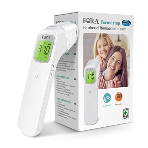 FORA IR42 Stirnthermometer - Infrarot Fieberthermometer, Kontaktlos, Sofortige & Präzise Messung für Babys, Erwachsene & Objekte – LED-Anzeige & Fieberwarnung von FORA