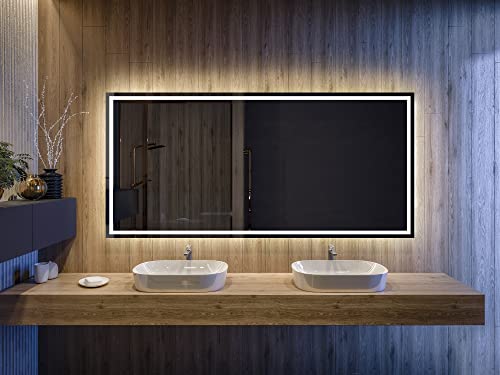 Badspiegel mit Beleuchtung - Led Spiegel Bad - 120x80 - Badezimmerspiegel Nach Maß - auf Individuelle Bestellung Gefertigt - Modernes Design - Ohne Rahmen von FORAM