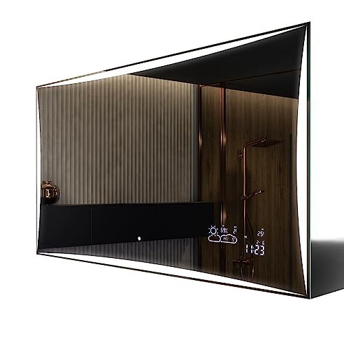 FORAM Badspiegel 100x80 cm mit LED Beleuchtung - Wählen Sie Zubehör - Individuell Nach Maß - Beleuchtet Wandspiegel Lichtspiegel Badezimmerspiegel - LED Farbe zu Wählen L77 von FORAM