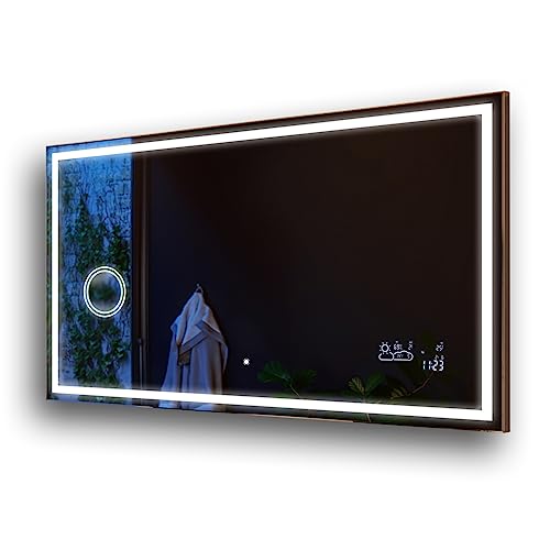 FORAM Badspiegel Premium 120x70 cm mit LED Beleuchtung und Abdeckung - Wählen Sie Zubehör - Individuell Nach Maß - Beleuchtet Wandspiegel Lichtspiegel Badezimmerspiegel - LED Farbe zu Wählen L49 von FORAM