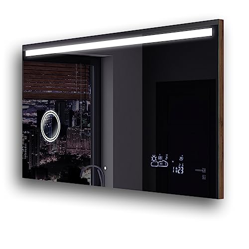 FORAM Badspiegel Premium 160x70 cm mit LED Beleuchtung und Abdeckung - Wählen Sie Zubehör - Individuell Nach Maß - Beleuchtet Wandspiegel Lichtspiegel Badezimmerspiegel - LED Farbe zu Wählen L12 von FORAM