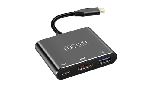 FORAMO Typ-C auf HDMI 3in1 HUB Adapter USB C Kabel 4K PD Windows Mac Samsung Laptop PC (Schwarz) von FORAMO