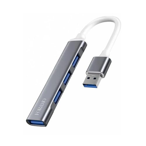 FORAMO USB Hub 4 in 1 USB C 3.0 Adapter Verteiler Kabel 4 Ports Laptop Smartphone (USB-A Grau Metallic) von FORAMO