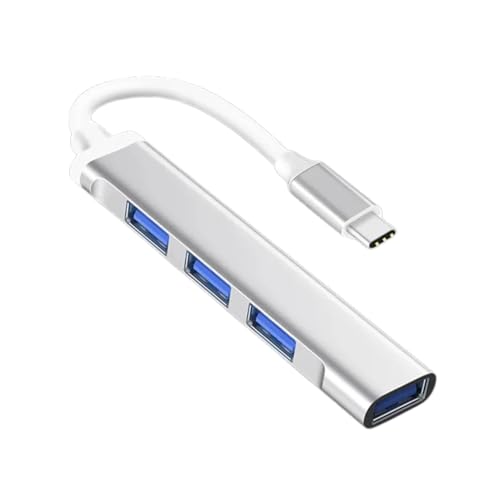 FORAMO USB Hub 4 in 1 USB C 3.0 Adapter Verteiler Kabel 4 Ports Laptop Smartphone (USB-C Silber) von FORAMO
