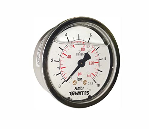 FORAS Glycerin-Manometer-Klasse 1,6 - Ø 63 mm 0-10 bar - waagerecht - Edelstahl - G 1/4" B Anschluss von hinten von FORAS