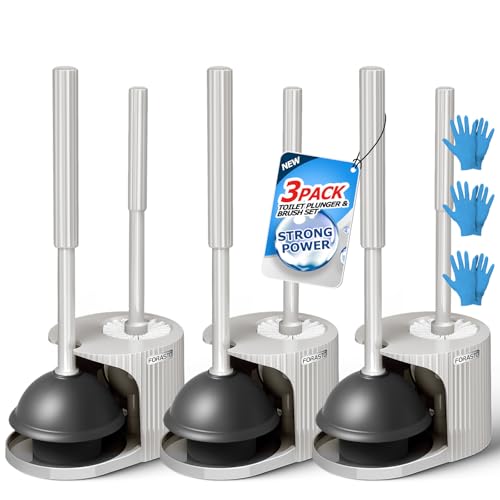 FORASTO 2-in-1-WC-Bürste und Kolben-Set, verlängerter Griff, Toilettenschüssel-Bürste, Kolben-Set, Badezimmer-Reinigungswerkzeuge, WC-Bürstenkolben, Reinigungsbürste, Reinigungsmittel, Hellgrau, 3 FORASTO 2-in-1-WC-Bürste und Kolben-Set, verlängerter Griff, Toilettenschüssel-Bürste, Kolben-Set, Badezimmer-Reinigungswerkzeuge, WC-Bürstenkolben, Reinigungsbürste, Reinigungsmittel, Hellgrau, 3 von FORASTO