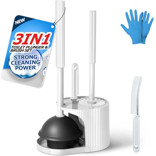 FORASTO 3-in-1 WC-Bürste und Kolben-Set, Toilettenschüssel-Bürste, Kolben-Kombination, Reinigungsbürste, Reinigungsmittel, Fugendüse, Badezimmer-Reinigungswerkzeug, Weiß FORASTO 3-in-1 WC-Bürste und Kolben-Set, Toilettenschüssel-Bürste, Kolben-Kombination, Reinigungsbürste, Reinigungsmittel, Fugendüse, Badezimmer-Reinigungswerkzeug, Weiß von FORASTO