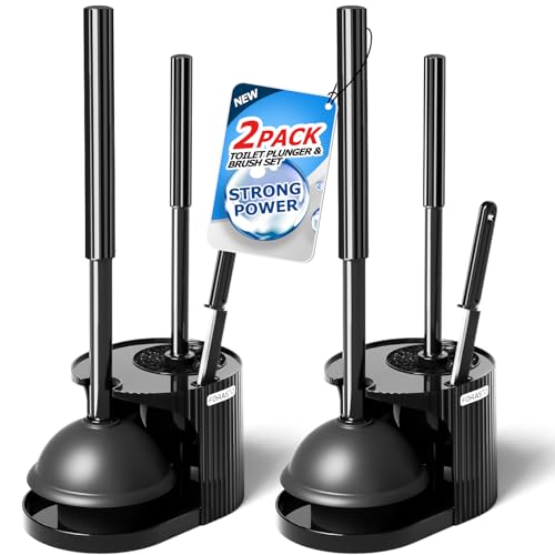 FORASTO 3-in-1-WC-Bürste und Kolben-Set, Toilettenschüssel-Bürste, Kolben-Set, Toilettenbürstenkombination, Reinigungsmittel, Fugendüse, Badezimmer-Reinigungswerkzeug, Hellschwarz, 2 Stück FORASTO 3-in-1-WC-Bürste und Kolben-Set, Toilettenschüssel-Bürste, Kolben-Set, Toilettenbürstenkombination, Reinigungsmittel, Fugendüse, Badezimmer-Reinigungswerkzeug, Hellschwarz, 2 Stück von FORASTO