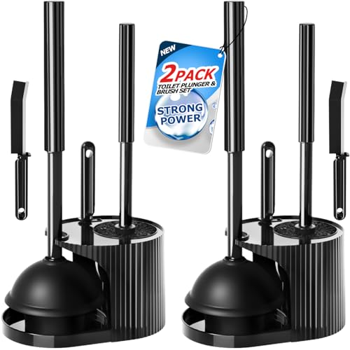 FORASTO 3-in-1-WC-Bürste und Kolben-Set, WC-Bürste, Kolben-Set, WC-Bürste, Kolben-Kombination, Reinigungsbürste, Reinigungsmittel, Fugendüse, Badezimmer-Reinigungswerkzeuge, 2 Stück von FORASTO