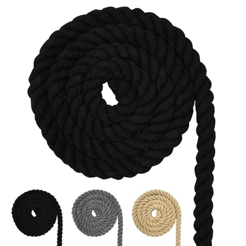 Baumwollkordel, Makramee-Garnseil, Verschiedene Größen Baumwollseil für DIY-Bastelarbeiten, Geschenke (Schwarz, 20mm(10M)) von FORBELL