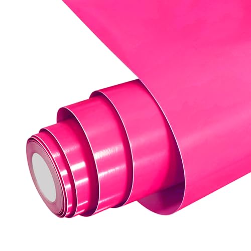 FORBELL Permanentes Vinylfolie, 30,5 cm x 5 m Selbstklebende Plotterfolie Vinyl (Glänzend Neon Rosa, 30,5cm × 5m) von FORBELL