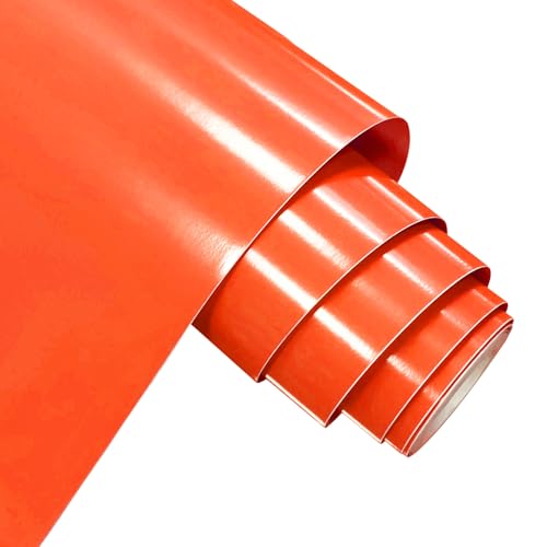 forbell Vinylfolie Plotter, 30,5 cm x 5 m Selbstklebende Plotterfolie Vinyl, Permanentes Vinylfolie (Glänzend Neon Orange, 30,5cm × 5m) von forbell