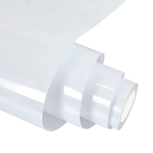 forbell Vinylfolie Plotter, 30,5 cm x 5 m Selbstklebende Plotterfolie Vinyl, Permanentes Vinylfolie (Glänzend Weiß, 30,5cm × 5m) von forbell