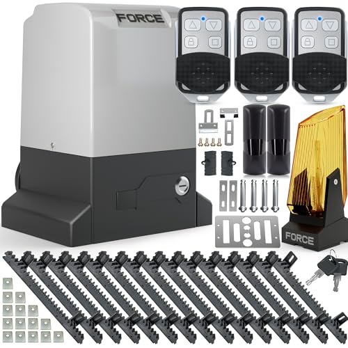 FORCE 760 Sliding Gate Drive Automatic Gate Opener for Max. 600 kg, Sliding Gate with 3 Remote Controls, 5 m Rack, Alarm Light Light Barrier for Yard Gate FORCE 760 Sliding Gate Drive Automatic Gate Opener for Max. 600 kg, Sliding Gate with 3 Remote Controls, 5 m Rack, Alarm Light Light Barrier for Yard Gate von FORCE