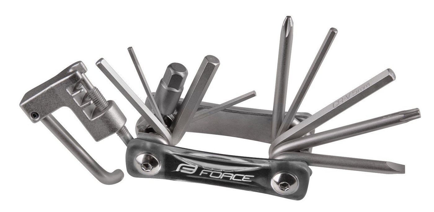 FORCE Fahrradwerkzeugset Multitool FORCE 11erSet + Kettentrenner, plus Tasche von FORCE