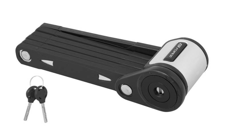 FORCE Seilschloss Faltbares 6-gliedriges Schloß 80 cm schwarz +Halter von FORCE
