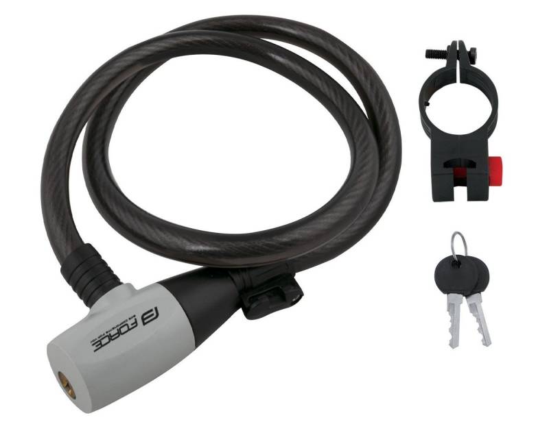 FORCE Seilschloss Schloss F RON Spirale mit Halter 80cm/12mm/schwarz von FORCE