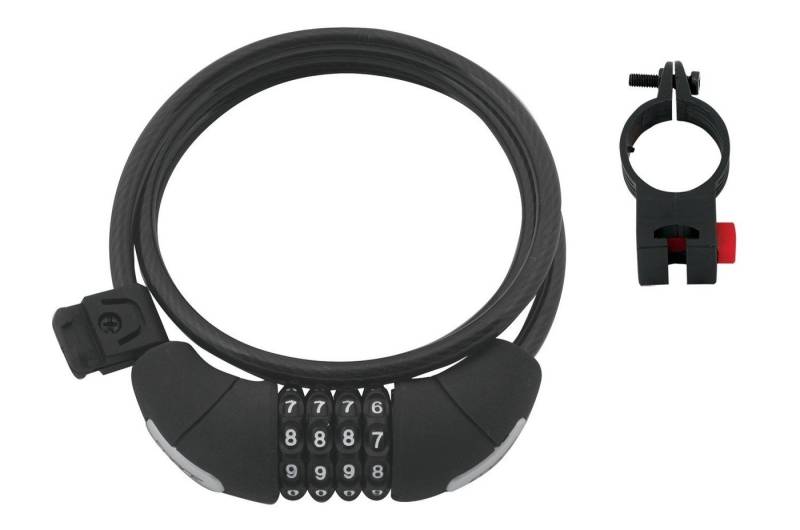 FORCE Seilschloss SpiralSchloss mit 4code + Halterung 120cm/8mm FORCE Seilschloss SpiralSchloss mit 4code + Halterung 120cm/8mm von FORCE