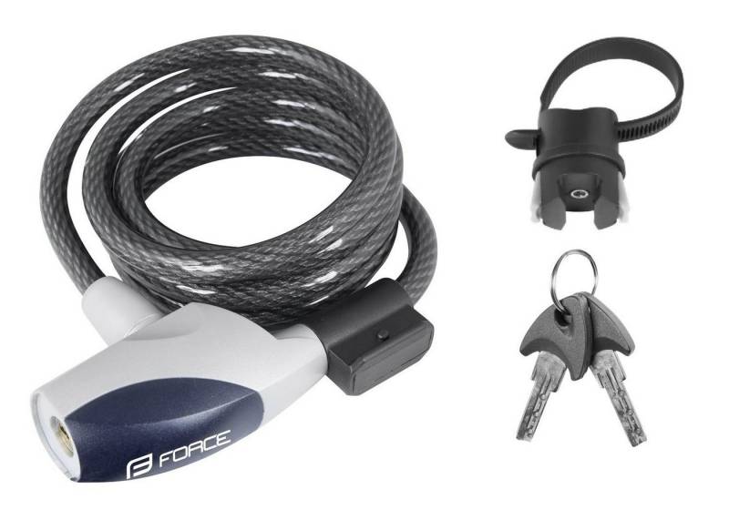 FORCE Seilschloss lock FORCE DELUXE spiral with holder 60cm/12mm FORCE Seilschloss lock FORCE DELUXE spiral with holder 60cm/12mm von FORCE