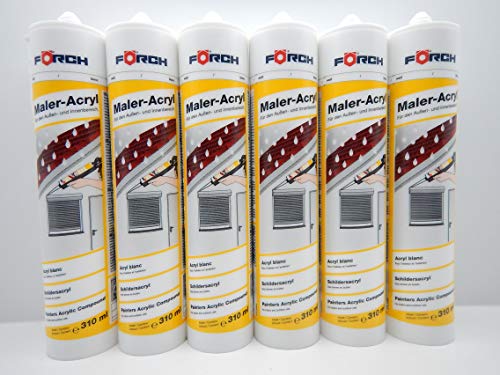 FÖRCH ACRYL MALERACRYL WEISS MALERN KARTUSCHE DICHTSTOFF DICHTMASSE 310ml (6) von Förch