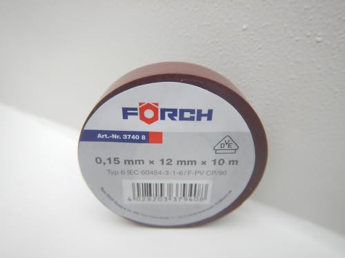 Förch 12mm ISOLIERBAND PVC KLEBEBAND ISOBAND ELEKTRO ELEKTRIKER KFZ LITZE 10m (Braun) von Förch