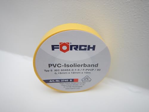 Förch 12mm ISOLIERBAND PVC KLEBEBAND ISOBAND ELEKTRO ELEKTRIKER KFZ LITZE 10m (Gelb) von Förch