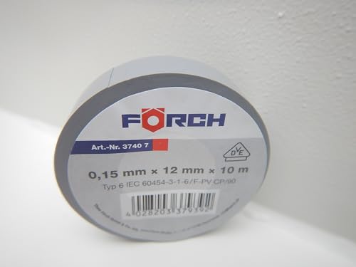 Förch 12mm ISOLIERBAND PVC KLEBEBAND ISOBAND ELEKTRO ELEKTRIKER KFZ LITZE 10m (Grau) von Förch