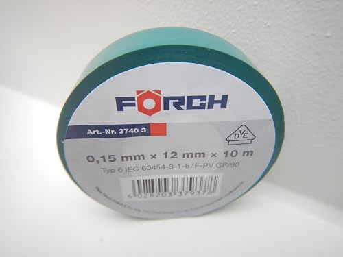 Förch 12mm ISOLIERBAND PVC KLEBEBAND ISOBAND ELEKTRO ELEKTRIKER KFZ LITZE 10m (Grün) von Förch