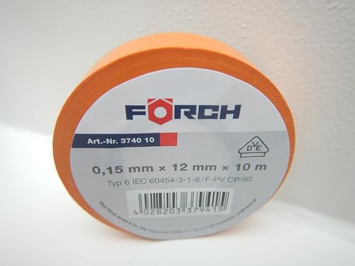 Förch 12mm ISOLIERBAND PVC KLEBEBAND ISOBAND ELEKTRO ELEKTRIKER KFZ LITZE 10m (Orange) von Förch