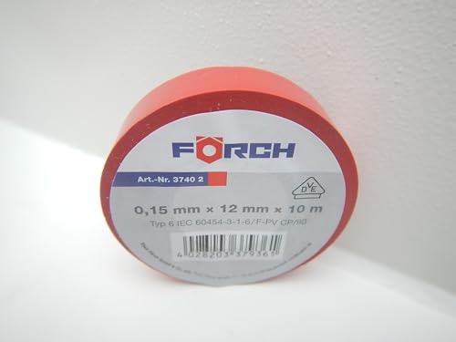 Förch 12mm ISOLIERBAND PVC KLEBEBAND ISOBAND ELEKTRO ELEKTRIKER KFZ LITZE 10m (Rot) von Förch