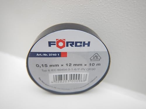 Förch 12mm ISOLIERBAND PVC KLEBEBAND ISOBAND ELEKTRO ELEKTRIKER KFZ LITZE 10m (Schwarz) von Förch
