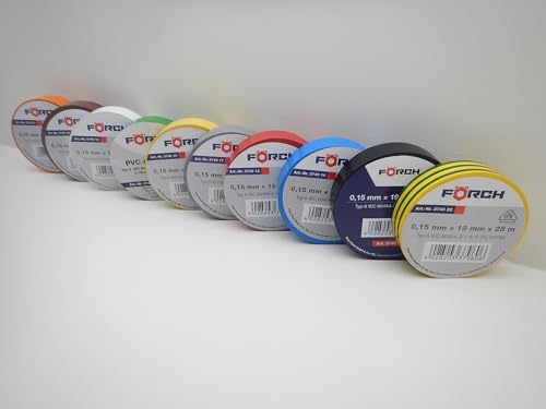Förch 19mm ISOLIERBAND PVC KLEBEBAND ISOBAND ELEKTRO ELEKTRIKER KFZ LITZE 25m (Schwarz) von Förch