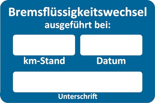 KUNDENDIENST KUNDENDIENSTAUFKLEBER Service BREMSFLÜSSIGKEIT WECHSEL AUSGEFÜHRT (250) von FORCH