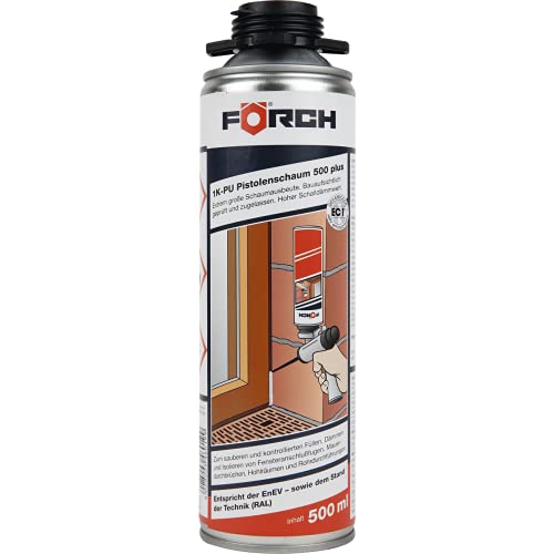 Pistolenschaum 1K-PU 500 plus feuchtigkeitshärtender 1-Komponenten-Polyurethanschaum zum Dämmen, Füllen und Isolieren von Fensteranschlüssen, Fensterbankanschlüssen von Förch