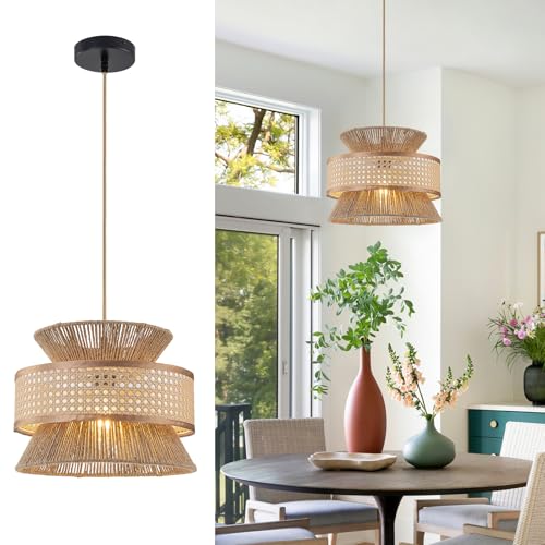 FORCOSO Hängelampe Rattan - Vintage Pendelleuchte Esstisch Boho Hängeleuchte E27 Deckenlampe Rattan mit Ø32cm Schirm für Schlafzimmer Wohnzimmer Küche Esszimmer FORCOSO Hängelampe Rattan - Vintage Pendelleuchte Esstisch Boho Hängeleuchte E27 Deckenlampe Rattan mit Ø32cm Schirm für Schlafzimmer Wohnzimmer Küche Esszimmer von FORCOSO