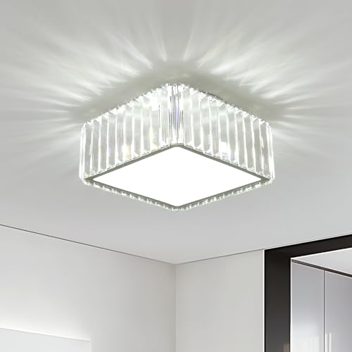 FORCOSO Kristall Deckenleuchte 4 Flammig, ø30cm Kronleuchter Chrom mit Metall Quadratisch Rahmen Lampenschirm, Sockel G9 Deckenlampe, Moderne Ceiling Light Lampe für Schlafzimmer Wohnzimmer Flur Küche FORCOSO Kristall Deckenleuchte 4 Flammig, ø30cm Kronleuchter Chrom mit Metall Quadratisch Rahmen Lampenschirm, Sockel G9 Deckenlampe, Moderne Ceiling Light Lampe für Schlafzimmer Wohnzimmer Flur Küche von FORCOSO