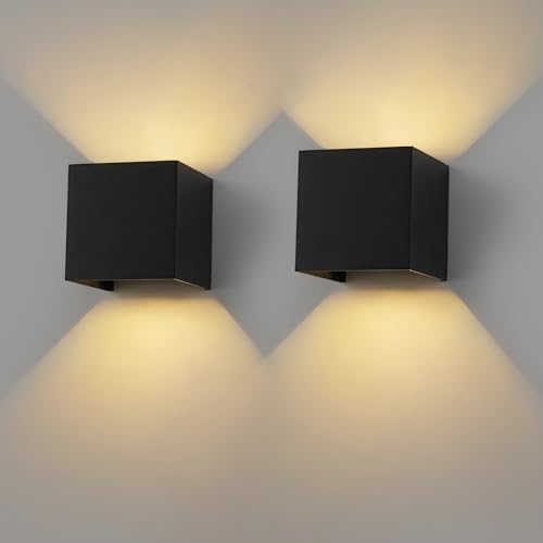 FORCOSO Wandleuchte Innen Schwarz, 2 Stück Wandlampe Aussen, G9 LED Aussenlampe Wand, IP65 Wasserdichte Wandleuchten, Einstellbarer Lichtstrahl, Aussenleuchten für Garten, Wohnzimmer, Schlafzimmer von FORCOSO