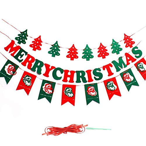 CTForest 3 Pack Frohe Weihnachten Banne Girlande, Weihnachten Leinen Banner Wimpelkette, mit Weihnachtsbaum, Buchstaben, Weihnachtsmannmuster, für Weihnachtsfeierdekoration von FORE