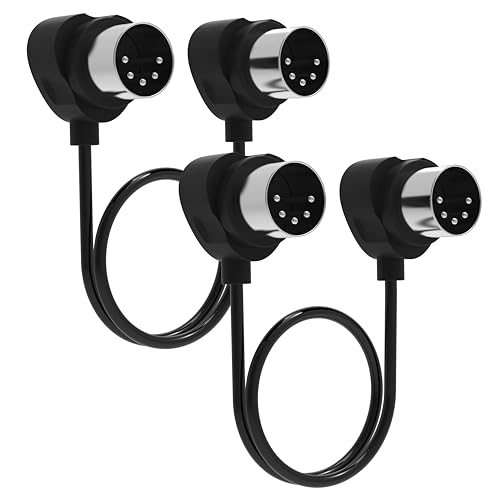 FORE 2-Stück 30cm 90-Grad-MIDI-Kabel mit ultrakleinen Steckern für engen Raum, 5-poliges Din-MIDI-Kabel Kompatibel mit MIDI-Tastatur/Schnittstelle/Synthesizer/Gitarre Multi-Effekte/Ideal für Studio von FORE