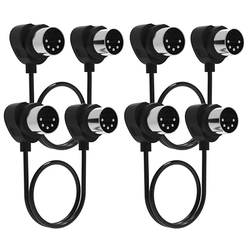 FORE 4-Stück 30cm 90-Grad-MIDI-Kabel mit ultrakleinen Steckern für engen Raum, 5-poliges Din-MIDI-Kabel Kompatibel mit MIDI-Tastatur/Schnittstelle/Synthesizer/Gitarre Multi-Effekte/Ideal für Studio von FORE