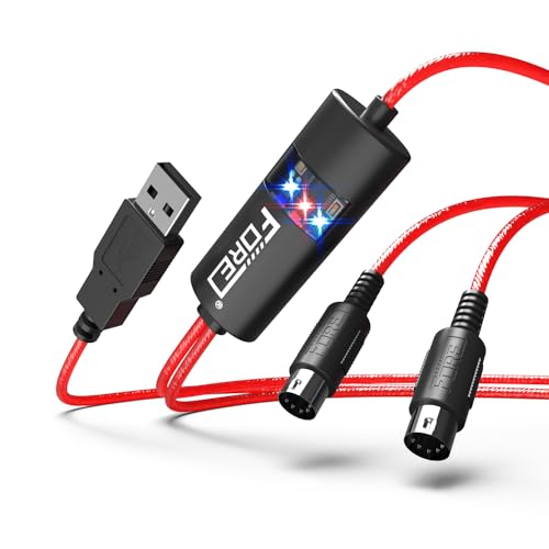 FORE MIDI zu USB Kabel Konverter IN-OUT MIDI Interface Kabel Adapter für Keyboard Synthesizer Editing & Recording für Windows Mac OS Studio USB 2.0 Rot - 2m FORE MIDI zu USB Kabel Konverter IN-OUT MIDI Interface Kabel Adapter für Keyboard Synthesizer Editing & Recording für Windows Mac OS Studio USB 2.0 Rot - 2m von FORE